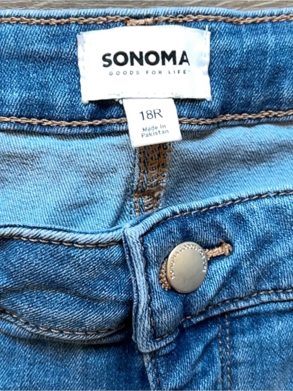 Sonoma Medium Blue Denim Jean Shorts - Classic Five-Pocket - Picture 2 of 7